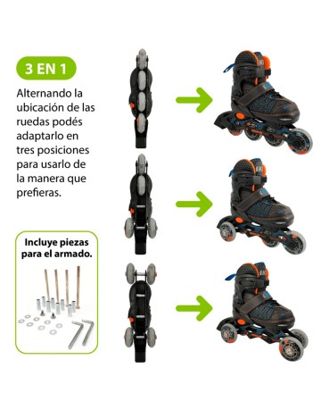 Rollers 
Kossok 4 Ruedas 3 En 1 Ajustable